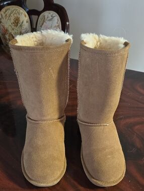 BearPaw Chestnut Suede Shearling-Lined Winter Boots